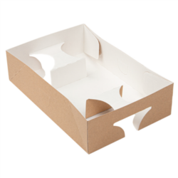 BANDEJAS DE TRANSPORTE 4 VASOS +1 COMPART."THE PACK" 25,3 x 17 x 6,5 cm NATURAL CARTÓN NANO-MICRO