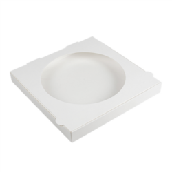 CAJA DE PIZZA CON VENTANA "THE PACK" 32 x 32 x 3,8 CM BLANCO CARTON NANO - MICRO +OPP