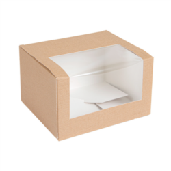 CAJAS PASTELERÍA CON VENTANA "THE PACK" 13 x 11 x 8 cm. NATURAL CARTÓN NANO-MICRO + OPP