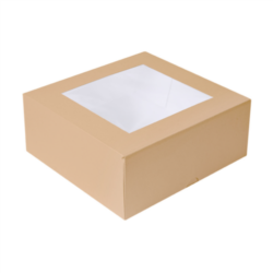 CAJAS PASTELERÍA CON VENTANA "THE PACK" 21 x 21 x 7,5 cm. NATURAL CARTÓN NANO-MICRO + OPP