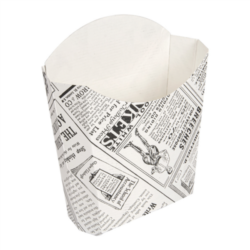 CAJETILLAS PARA FRITOS STANDARD/RESISTE A ACEITES Y GRASAS "THE PACK" 135 G 13 x 8 x 13,5 cm TIMES BLANCO CARTÓN NANO-MICRO