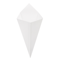 CUCURUCHOS PARA FRITOS/RESISTE A ACEITES Y GRASAS "THE PACK" 100 G 12,8 x 21,7 cm BLANCO CARTÓN NANO-MICRO