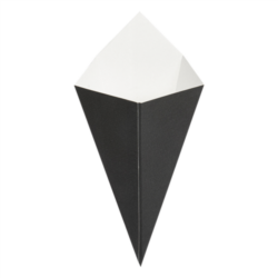 CUCURUCHOS PARA FRITOS/RESISTE A ACEITES Y GRASAS "THE PACK" 100 G 12,8 x 21,7 cm NEGRO CARTÓN NANO-MICRO