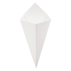 CUCURUCHOS PARA FRITOS/RESISTE A ACEITES Y GRASAS "THE PACK" 250 G 15,7 x 26,8 cm BLANCO CARTÓN NANO-MICRO