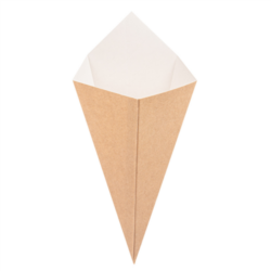 CUCURUCHOS PARA FRITOS/RESISTE A ACEITES Y GRASAS "THE PACK" 250 G 15,7 x 26,8 cm NATURAL CARTÓN NANO-MICRO