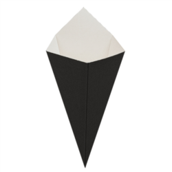 CUCURUCHOS PARA FRITOS/RESISTE A ACEITES Y GRASAS "THE PACK" 250 G 15,7 x 26,8 cm NEGRO CARTÓN NANO-MICRO