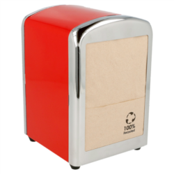 DISPENSADOR SERVILLETAS MINISERVIS 10,5 x 9,7 x 14 cm. Rojo Inox.