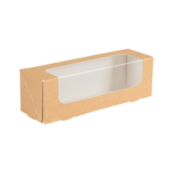 ESTUCHES MACARONS CON VENTANA "THE PACK" 16 x 5 x 5 cm. NATURAL CARTÓN NANO-MICRO + OPP