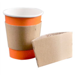 FUNDAS AISLANTES PARA VASOS 360 ML - 12 oz 190 + 90 G/M2 12,5 / 10,5 x 5,8 cm NATURAL Doble pared interior corrugado