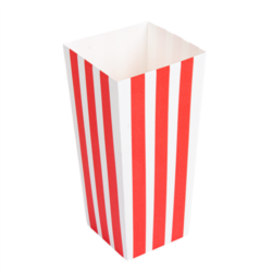 RECIPIENTES PARA PALOMITAS/POPCORN 1000 ML (33,3 oz) "THE PACK" STRIPES 1 L 6,5 cm. diámetro x 17,4 x 8,7 cm BLANCO CARTÓN NANO-MICRO