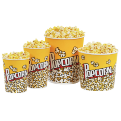 RECIPIENTES PARA PALOMITAS/POPCORN 1920 ML(64 oz) 250 + PE 20 G/M2 13,3 cm. diámetro/10 x 19,5 cm CARTONCILLO