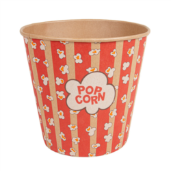 RECIPIENTES PARA PALOMITAS/POPCORN 5100 ML (170 oz) 300 + PE 20 G/M2 22,7 cm. diámetro/16 x 21 cm KRAFT