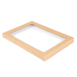TAPAS PARA CAJAS CON VENTANA 253.13 300 G/M2 + PET 26,2 x 15,5 x 3 cm. NATURAL KRAFT