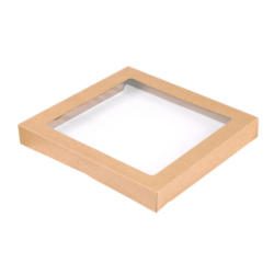 TAPAS PARA CAJAS CON VENTANA 253.14 300 G/M2 + PET 22,9 x 22,8 x 3 cm. NATURAL KRAFT