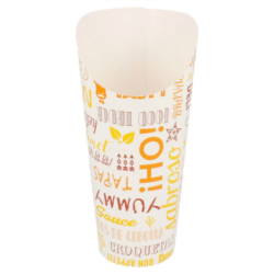 VASOS FRITAS ABIERTOS PAROLE 22 OZ - 660 ML 250 + 18PE G/M2 8,5 cm ancho x 18 cm BLANCO CARTONCILLO